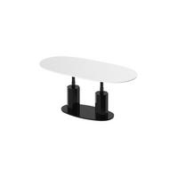 COUCHTISCH Weiß Schwarz Hochglanz oval ausziehbar höhenverstellbar - Schwarz Hochglanz/Weiß Hochglanz, Holzwerkstoff (80/130/54cm) - designimpex