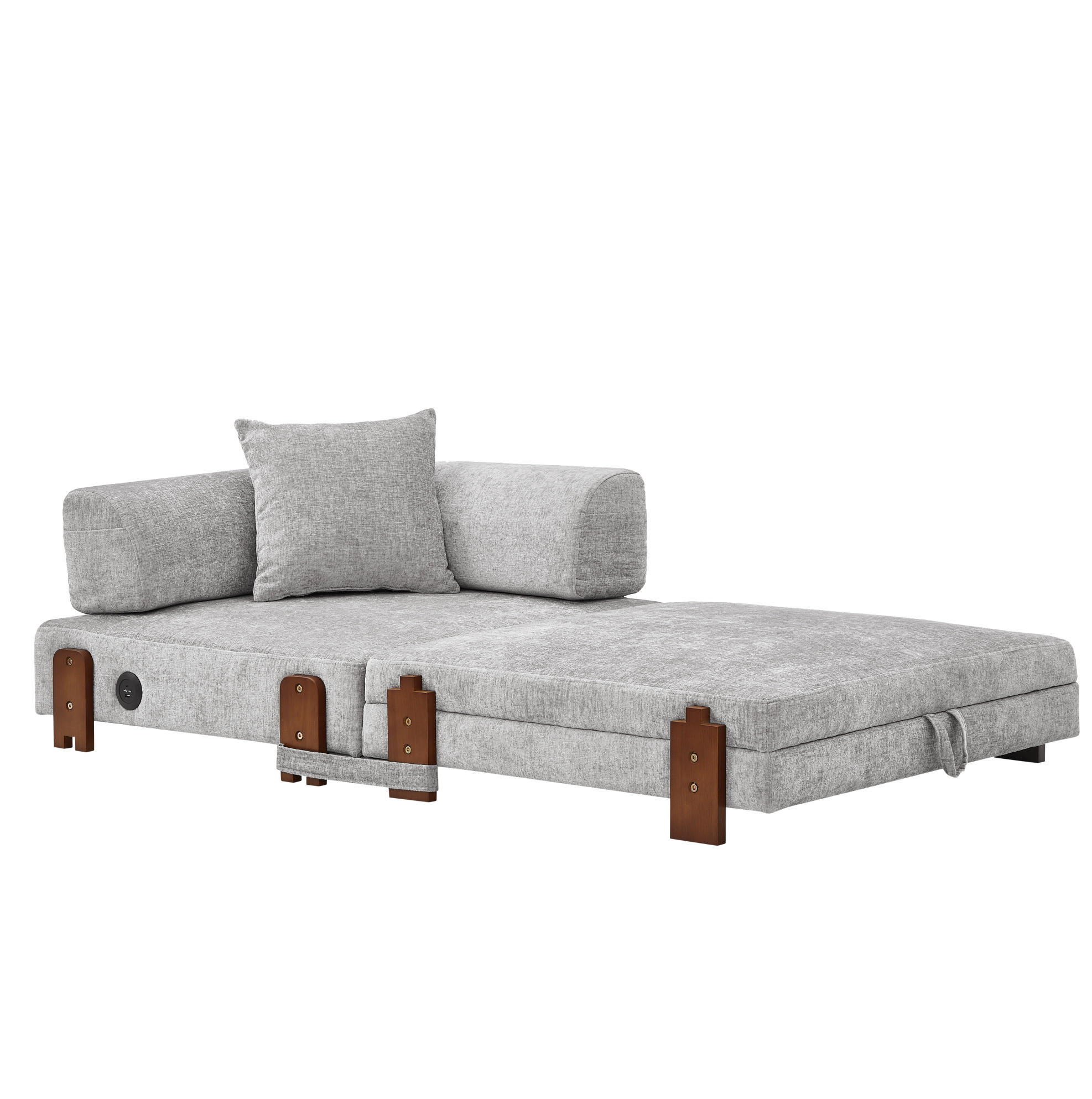 SCHLAFSOFA klappbar 2-in-1 Stoff Light Grey - Hellgrau, Textil (170.5/48/84cm) - Meubliv