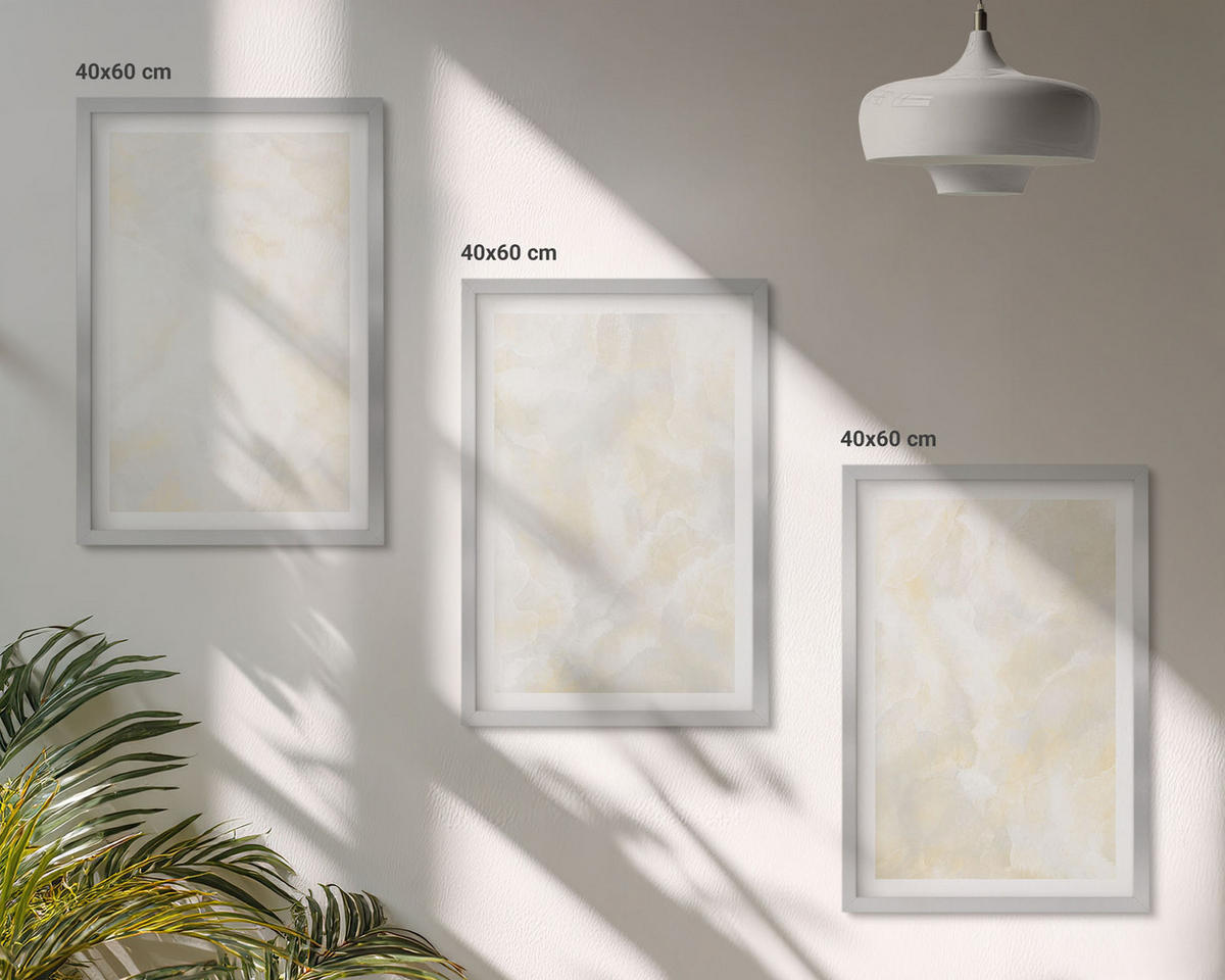 BILDER SET 3er Set - 40x60 cm Silberner Rahmen - Helles Strukturfarbendesign - Silberfarben, Kunststoff (40/60cm) - TULUP