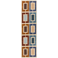 WOLLTEPPICH DERWENT, geometrisch, Blau-Bunt, 60 x 230 cm - Multicolor, Textil (60/230cm) - KADIMA DESIGN