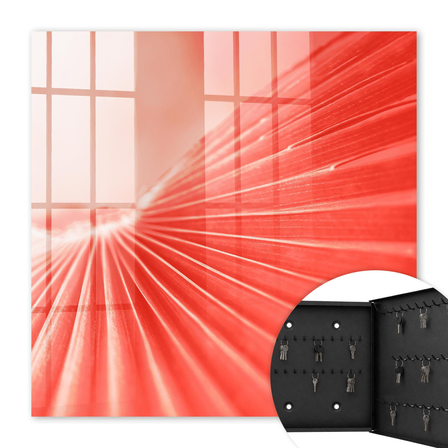 SCHLÜSSELBOX Schwarz 30x30 cm- Türöffnung nach rechts - Die Energie der Farbe - Rot, Metall (30/30/5cm) - TULUP