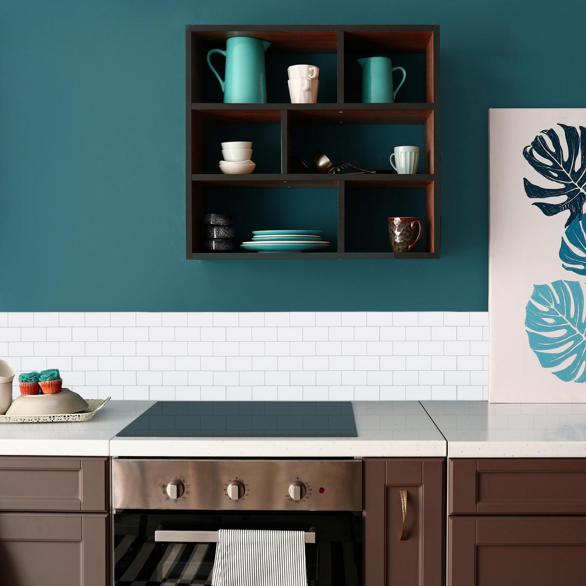 10xFLIESENAUFKLEBER - Weiß, Papier/Kunststoff (30.5/30.5/0.1cm) - Relaxdays