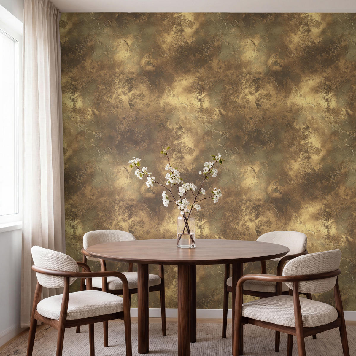 TAPETE - Antik - Metallic-Look - Gold - 200x200 cm - Messingfarben, Papier (200/200cm) - OnlyWow
