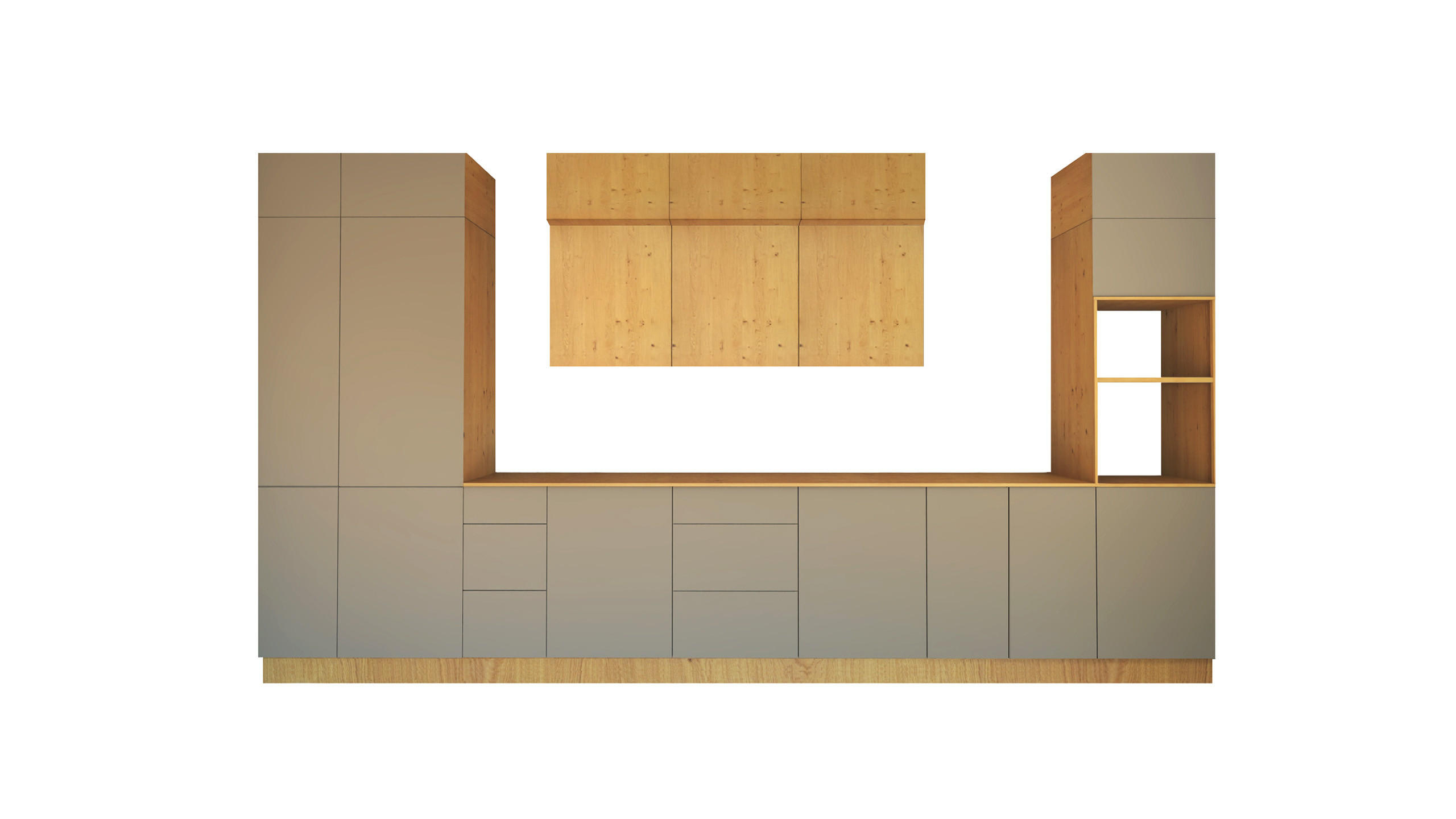 KÜCHENZEILE 460 cm - Nexa KÜ-LN-003 - in Woodline & Beige / Matt - Beige/Schwarz, Holz/Metall (460/212/58cm) - ROYAL24_MARKT
