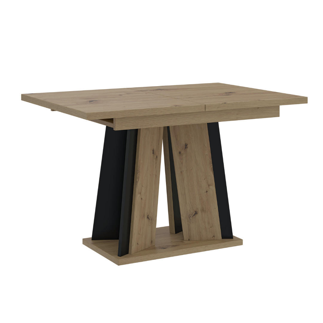 Prospero Esstisch Eiche Artisan, Schwarz 80x75x120 cm