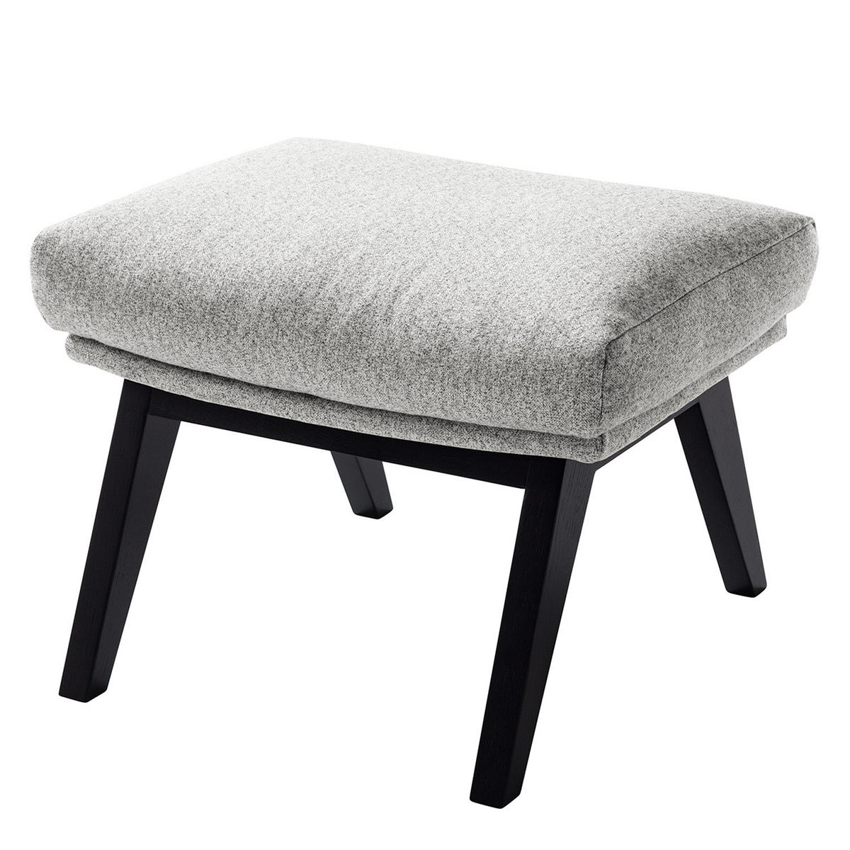 POLSTERHOCKER - Hellgrau/Schwarz, Eichenholz/Textil (54/41/41cm) - home24