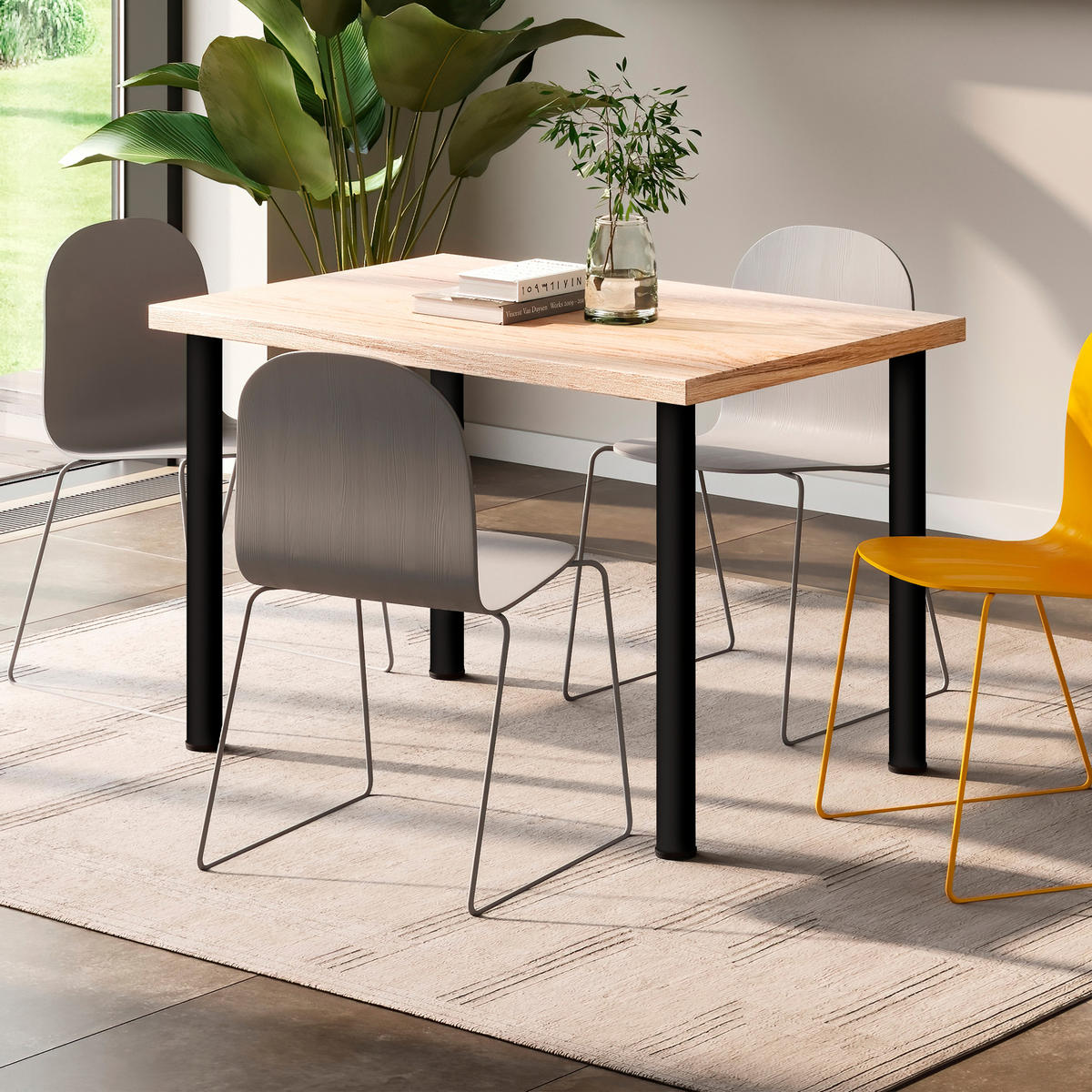 TISCHBEINE, Durchmesser 60mm, H 710mm, Stahl, Schwarz lackiert 4er-set - Schwarz, Metall (14.2/73/14.2cm) - EMUCA