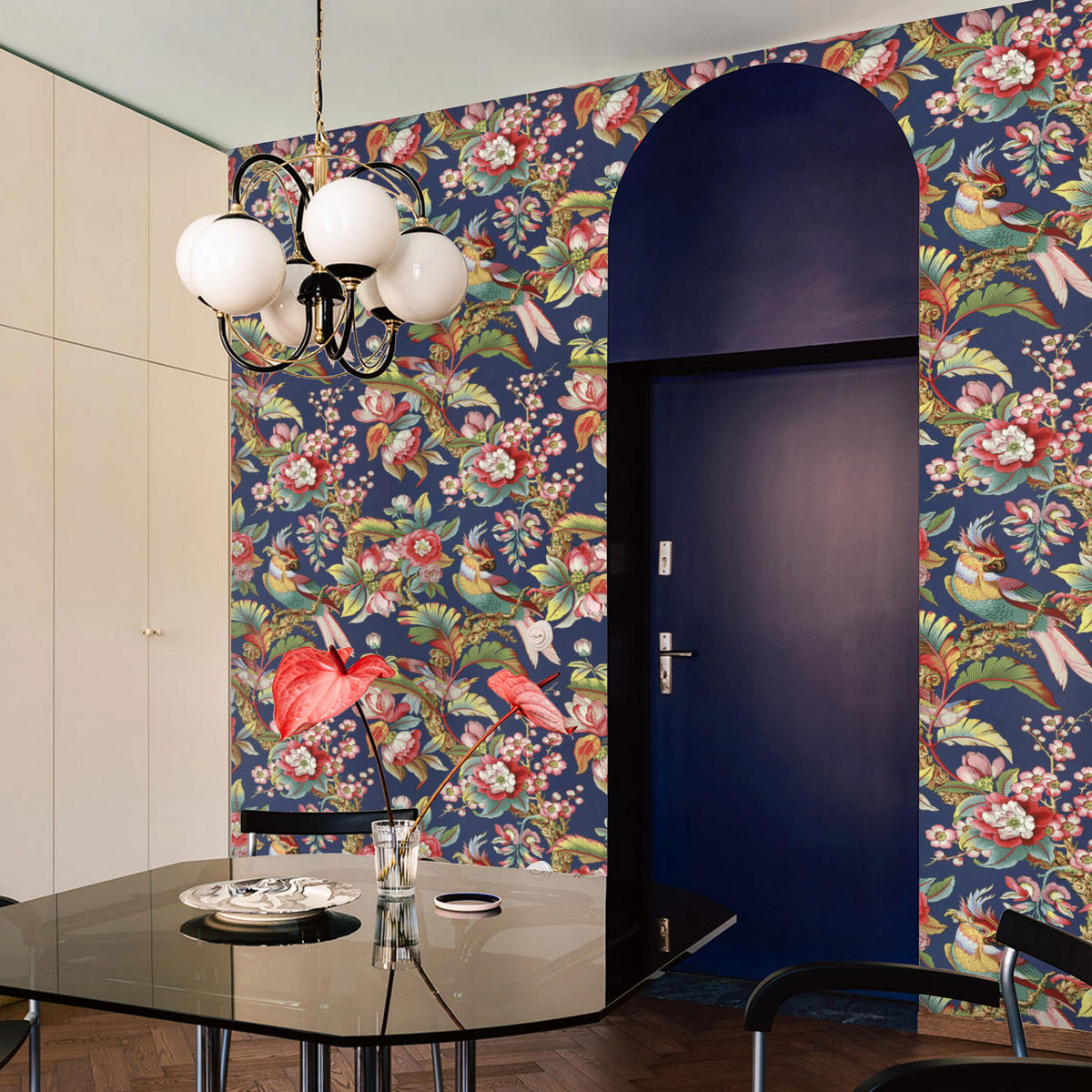 TAPETE Chinesische aus echtem Papier, 200x280cm, 8 Bögen - Blau, Papier (200/280cm) - WALLPAPERS4BEGINNERS