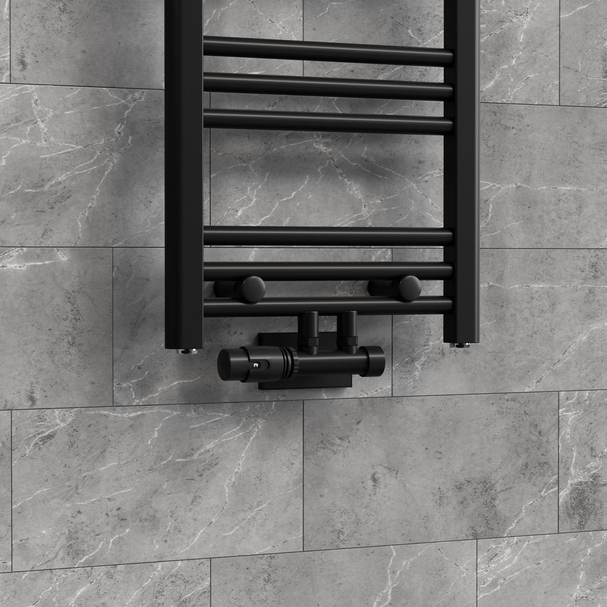 ANSCHLUSSGARNITUR Badheizkörper Schwarz - Schwarz, Metall - LuxeBath