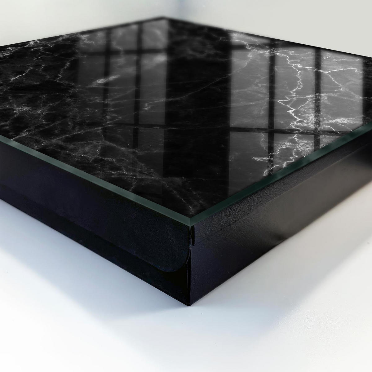 SCHLÜSSELBOX Schwarz 30x30 cm- Türöffnung nach rechts - Marmortiefe - Schwarz, Metall (30/30/5cm) - TULUP