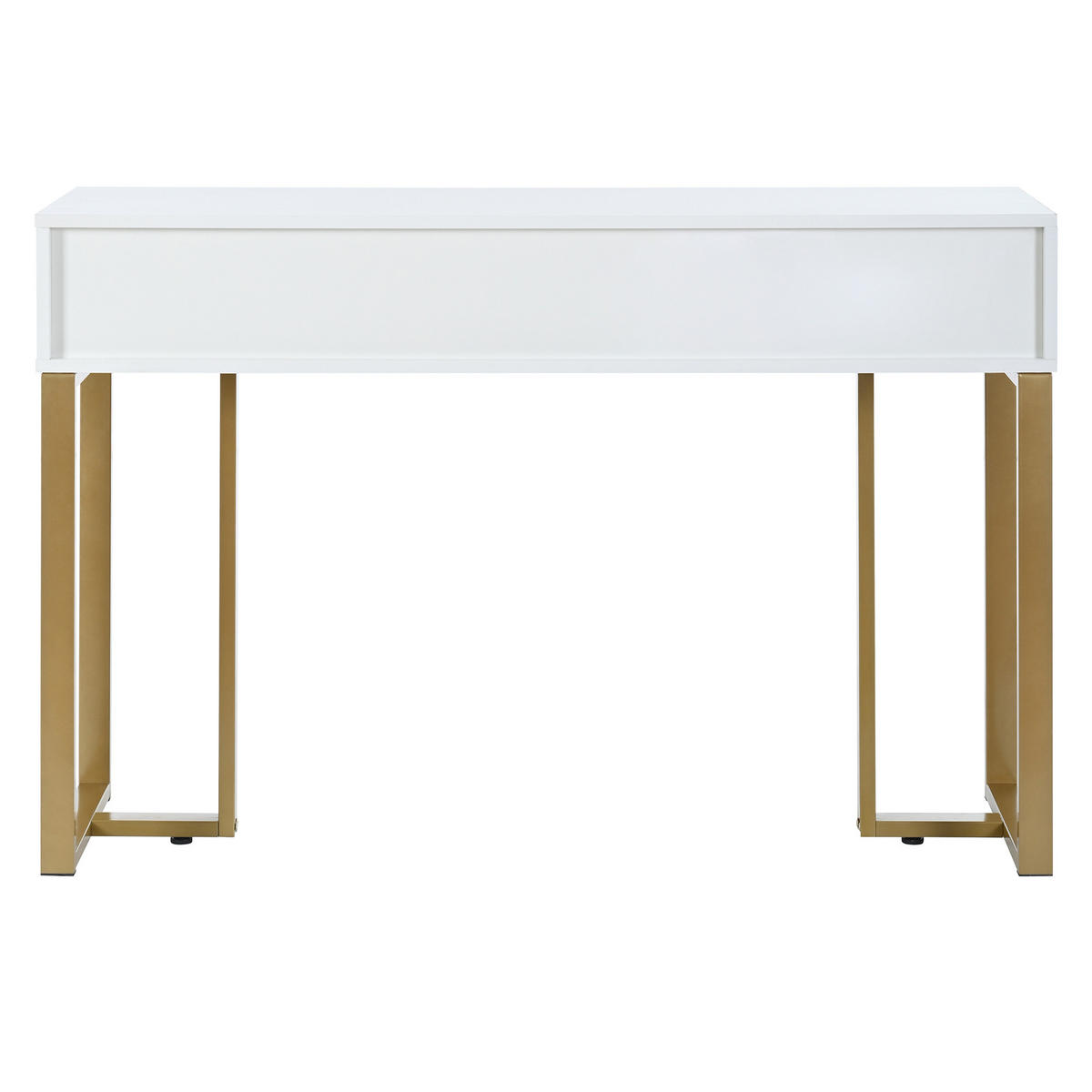 KONSOLENTISCH in weiß mit goldfarbenem metallgestell, 3 schubladen - Weiß, Holzwerkstoff (36/120/80cm) - Urban Meuble