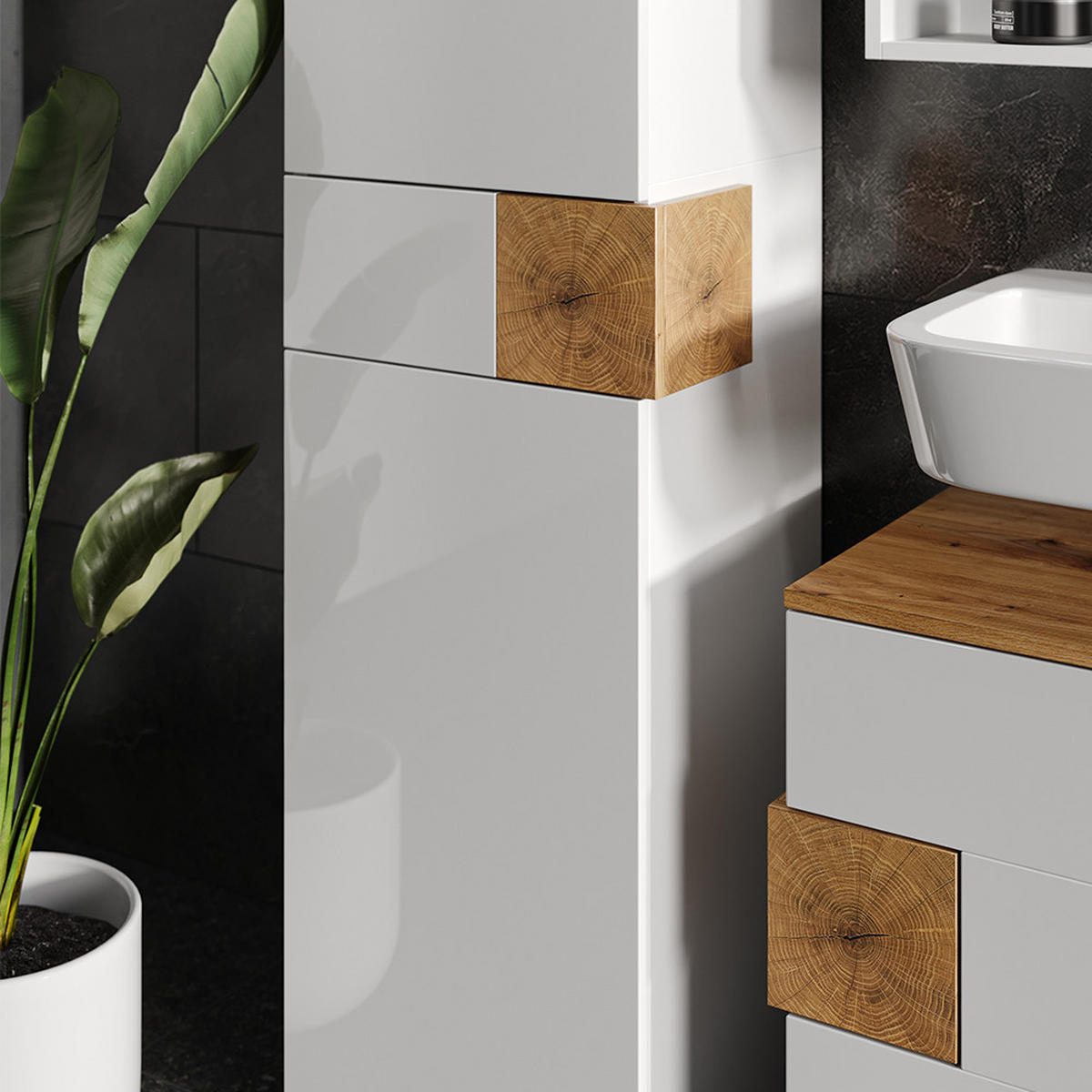 BADMÖBEL-SET Eden Weiß 5 Teile - Weiß Hochglanz, Holzwerkstoff (73/64/37cm) - Vicco