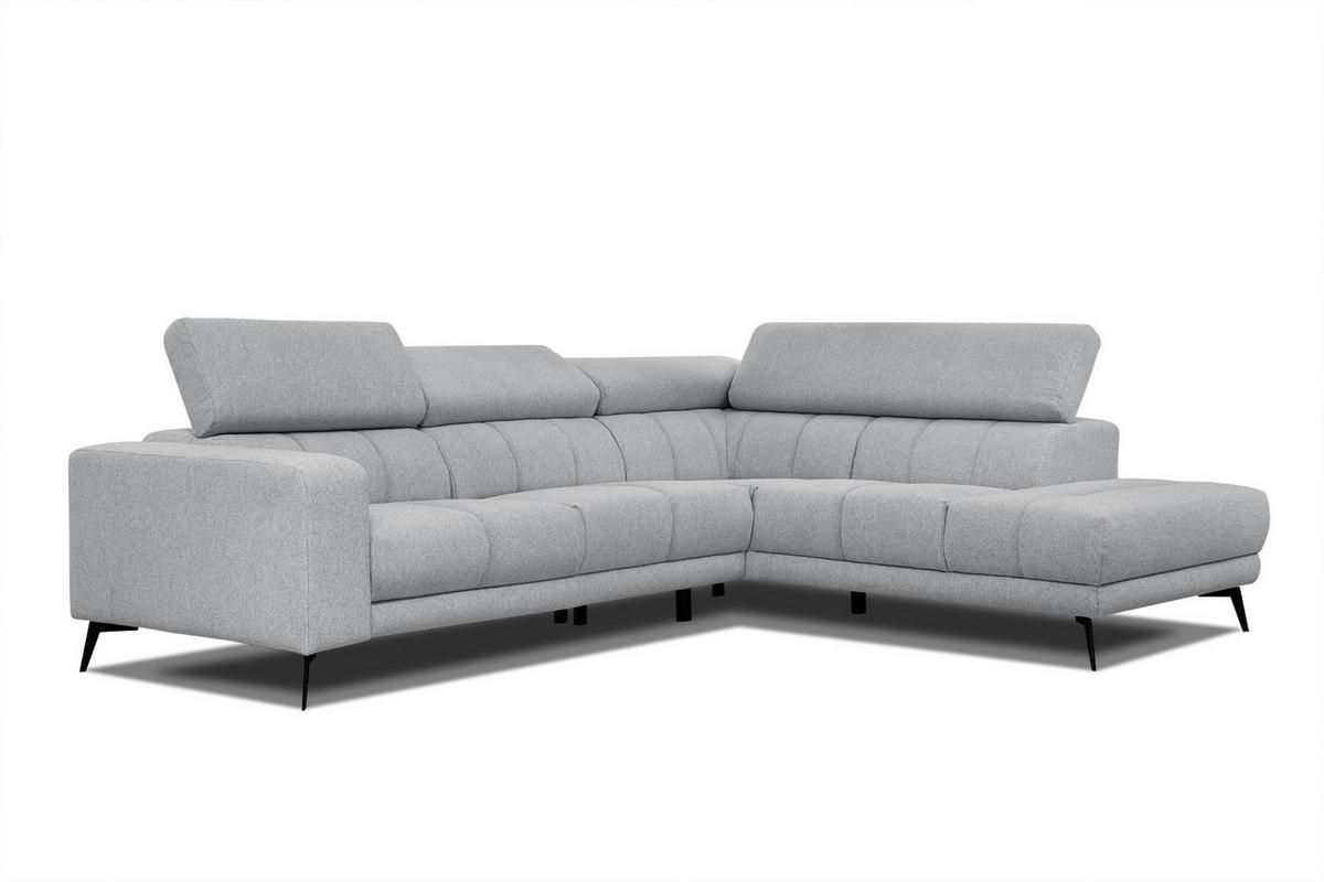 ECKSOFA MORELLO 5-Sitzer, silberfarben - Silberfarben/Schwarz, Holzwerkstoff/Textil (287/228cm) - Courtois Laville