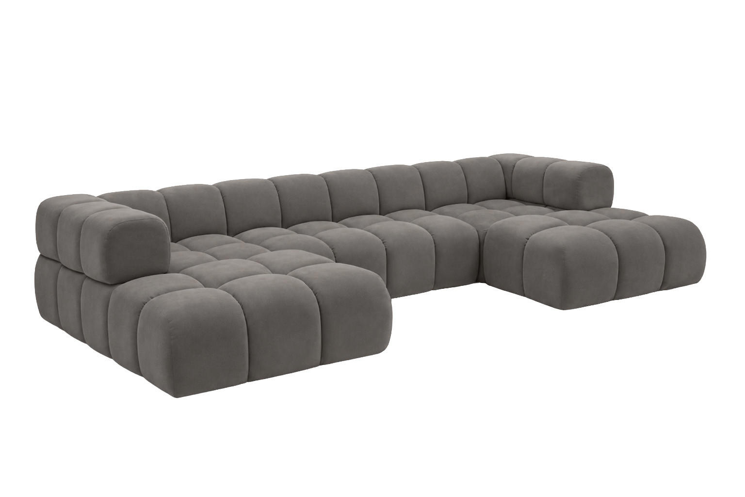 ECKSOFA U-Form, Veloursstoff Bluvel, Aschgrau, Averro U XL - Blaugrau, Holz (400/70/150cm) - Kaiser Möbel