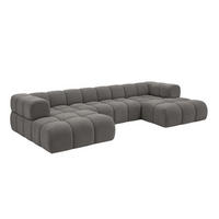 ROHOVÁ SEDAČKA ve tvaru U, velurová tkanina Bluvel, Popelavě šedá, Averro U XL - šedohnědá, dřevo (400/70/150cm) - Kaiser Möbel