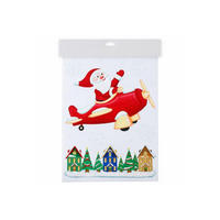 WEIHNACHTS-FENSTERAUFKLEBER Santa im Flugzeug, 40 cm - Rot, Kunststoff (40/40/1cm) - LAALU