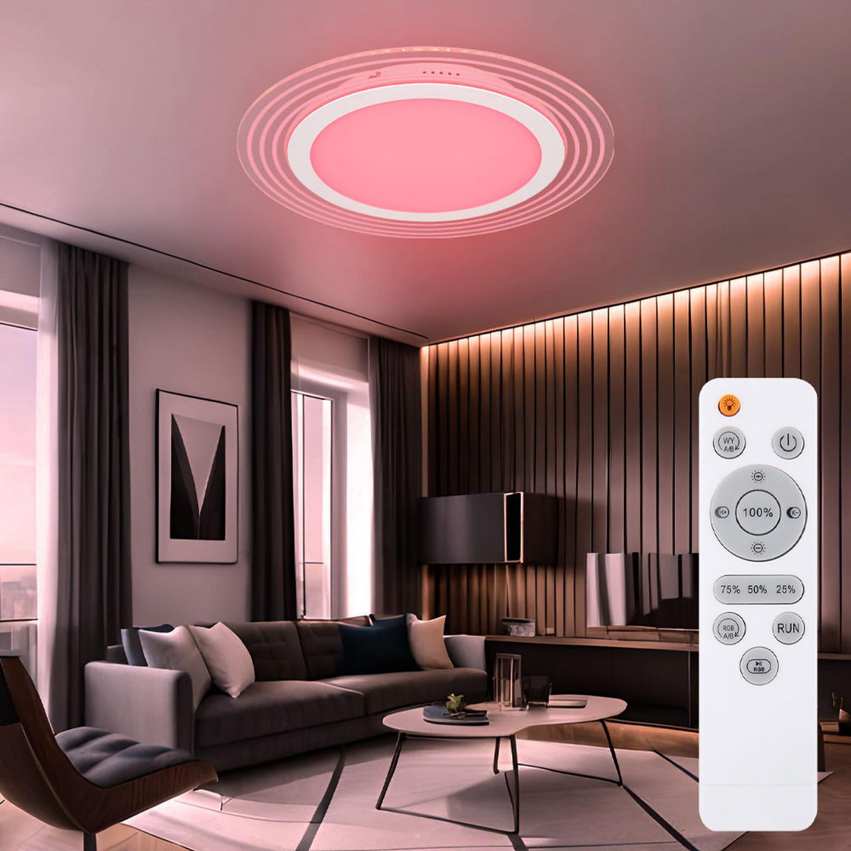 LED DECKENLEUCHTE Metall Weiß D 40 cm - Weiß, Metall (40/40/4.7cm) - Globo Lighting