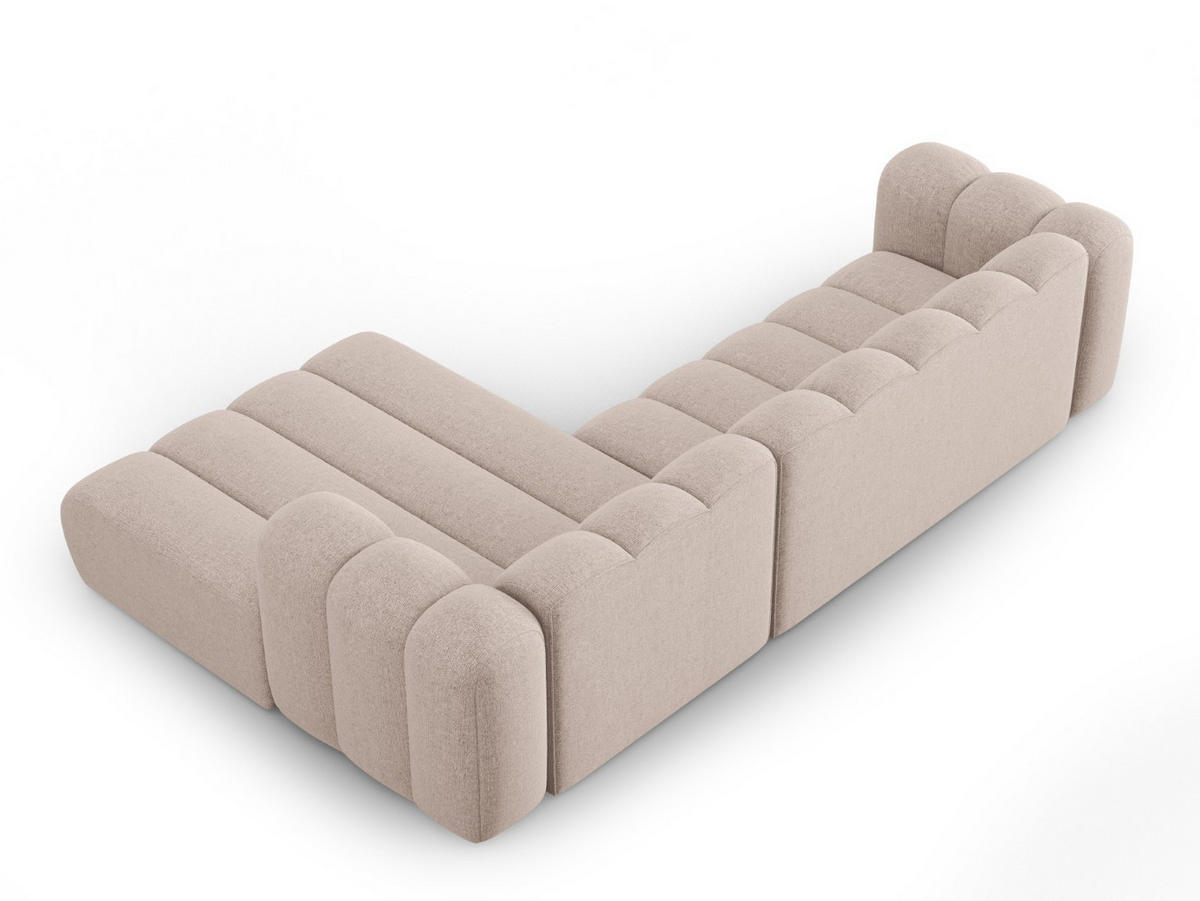 ECKSOFA modular rechts Lupine aus Chenille-Stoff beige 4 Sitzplätze - Beige, Textil (177/290cm) - Micadoni
