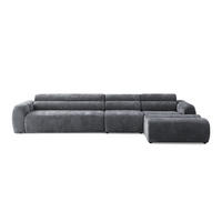 5-SITZER modulares Ecksofa VEER SET 2 Rechts, 175x379 cm, Chenille Webstoff Dunkelgrau - Dunkelgrau/Schwarz, Holz/Kunststoff (175/379cm) - Muffo