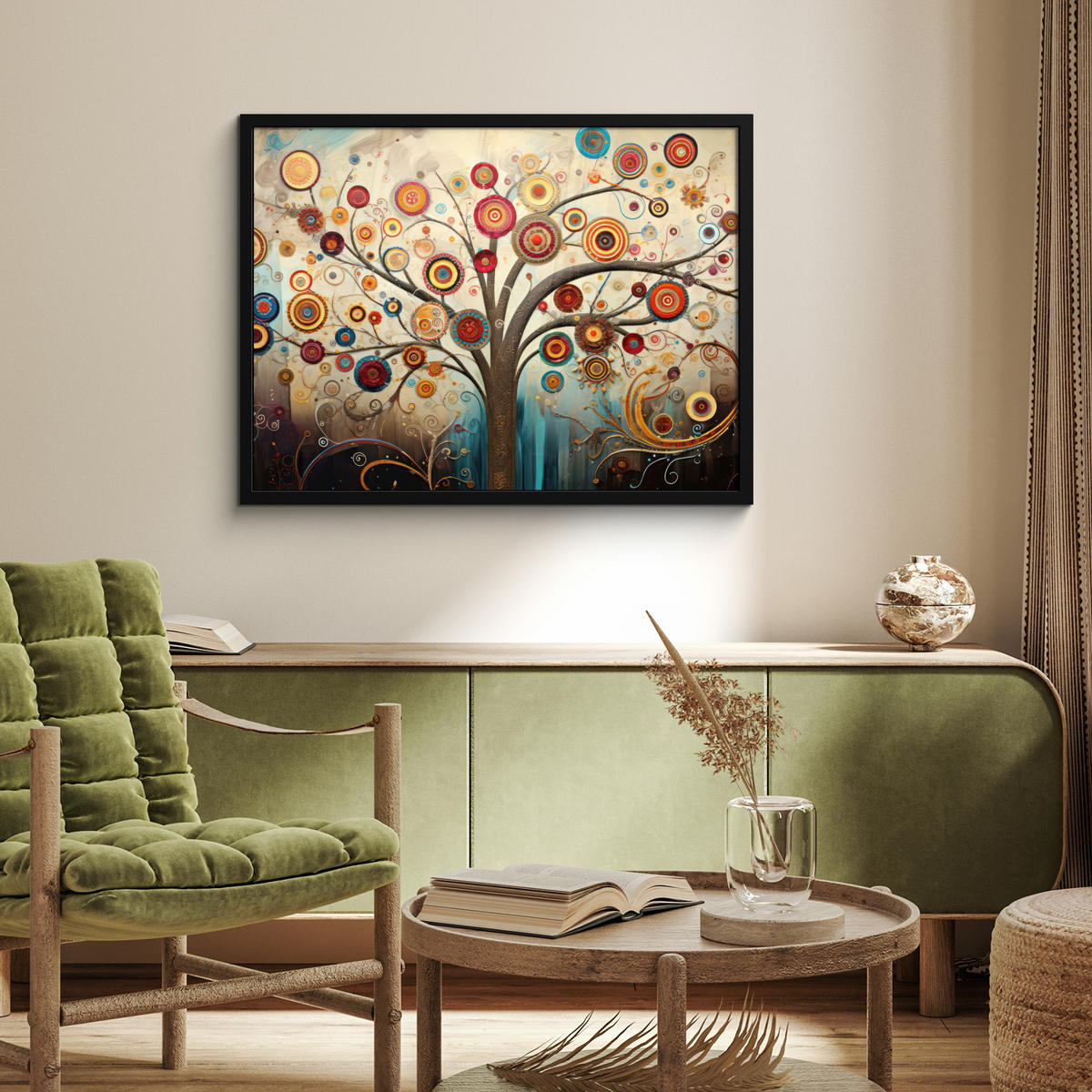 POSTER MIT RAHMEN Baum - Baum des Lebens - Farbe 80x60 cm - Braun, Papier (80/60cm) - MuchoWow