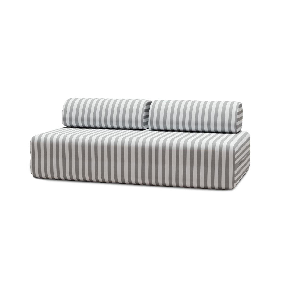 2-3-SITZER-GARTENSOFA mit Streifen, weiß und grau - Grau, Textil (95/70.5/190cm)