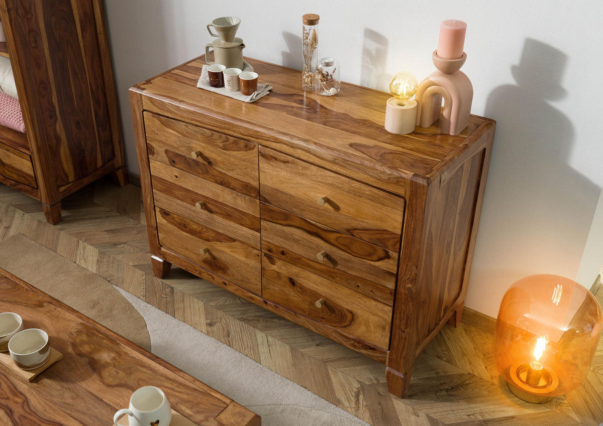 SIDEBOARD Sheesham 110x45x80 braun lackiert ANCONA #120 - Braun, Holz (110/80/45cm) - Massivmoebel24