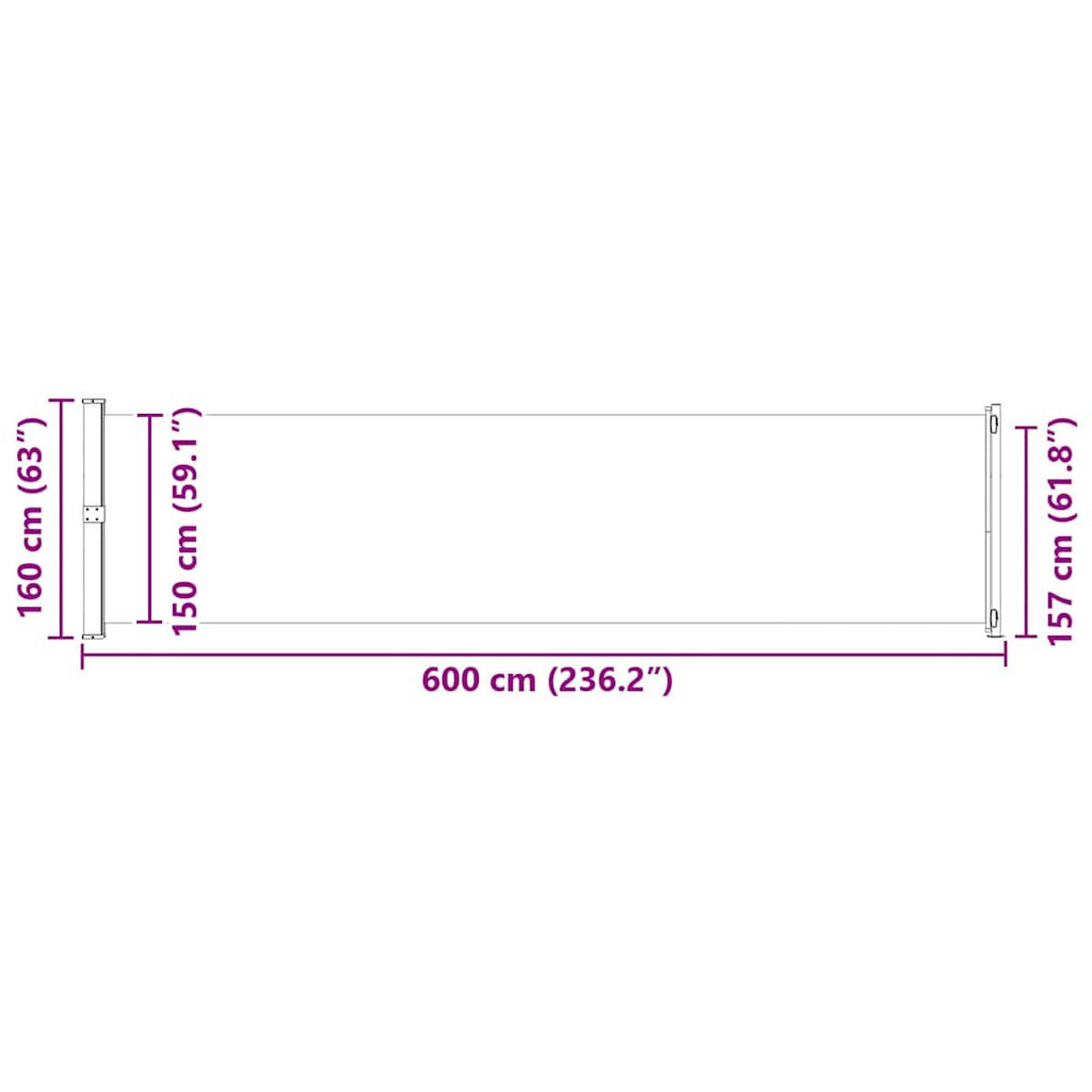 SEITENMARKISE Ausziehbar 600/160 Cm Creme - Creme, Textil (600/160/600cm) - vidaXL