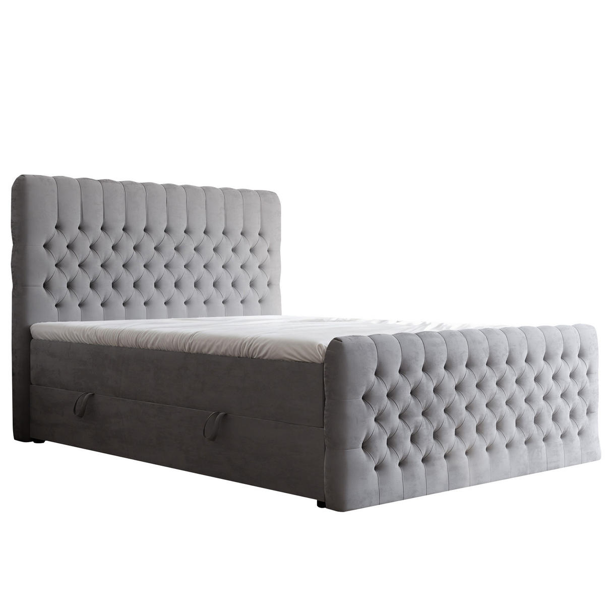 BOXBETT ALBA PLUS 120/200 cm mit Matratze und Topper, Hellgrau - Hellgrau, Textil (120/200cm) - Idohome