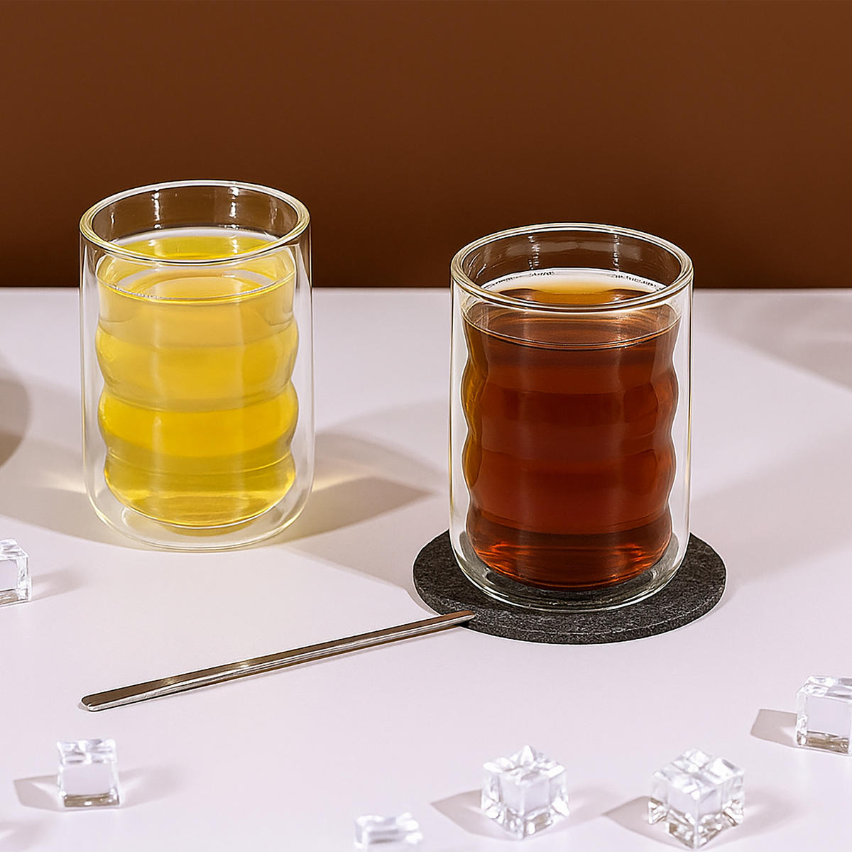 LATTE Macchiato Gläser - Transparent, Glas/Metall (8/12/8cm) - Relaxdays
