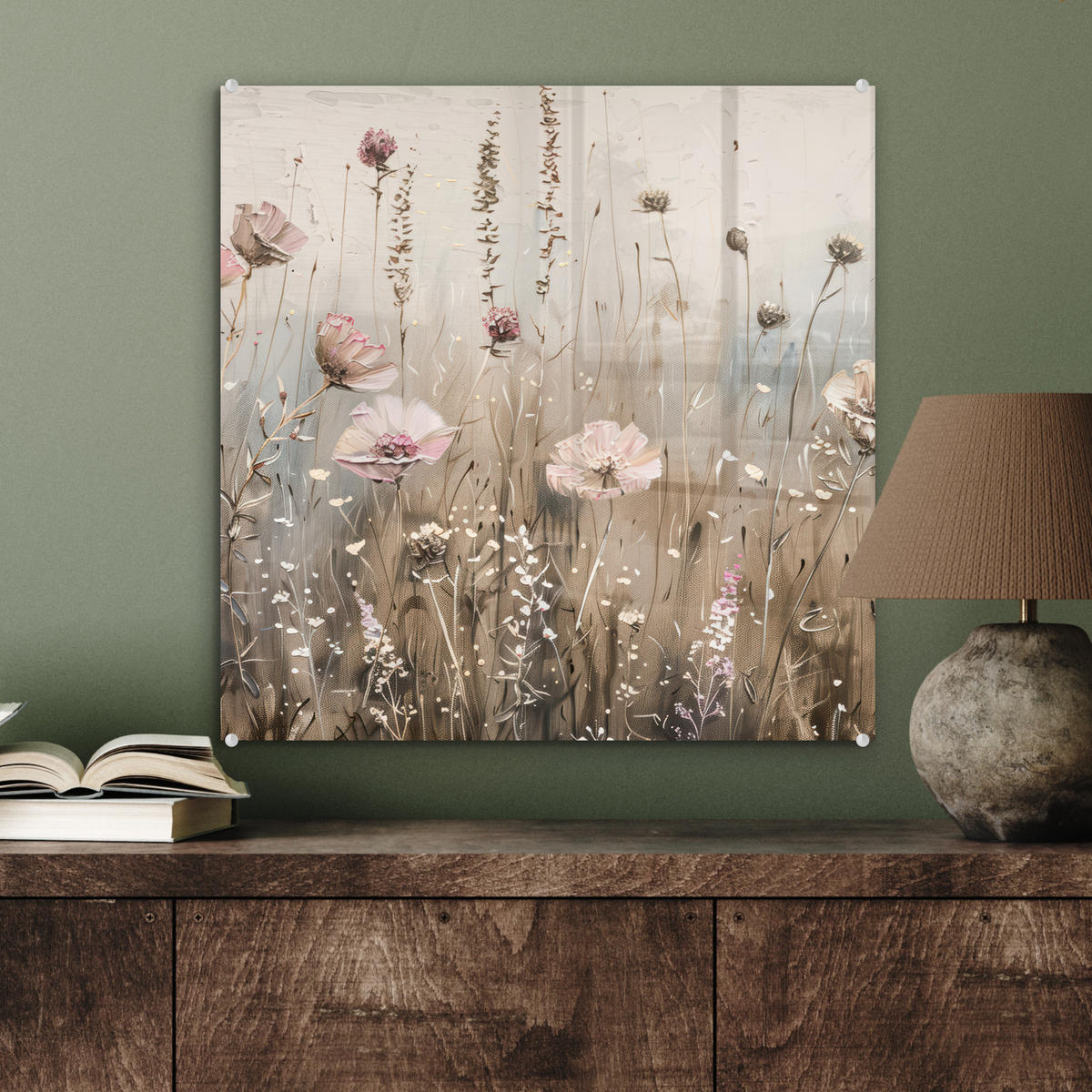 OBRAZ NA AKRYLOVOM SKLE Kvety - Ružová - Moderné - Béžová 50x50 cm - béžová, sklo (50/50cm) - MuchoWow