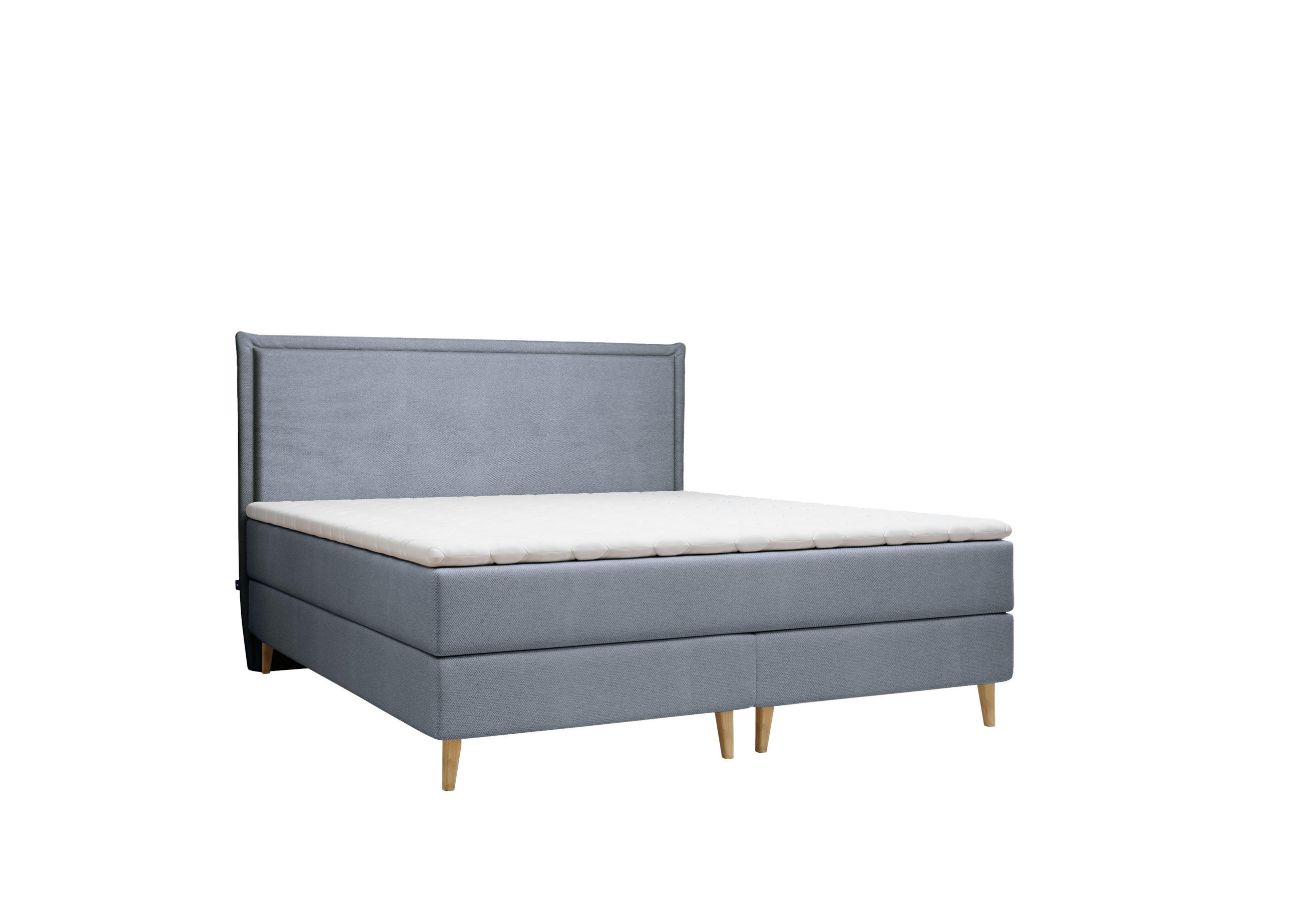KONTINENTALBETT Calma Blau Grau 160/200 cm mit Taschenmatratze - Blaugrau/Naturfarben, Holz/Holzwerkstoff (160/200cm) - Maison de Reve