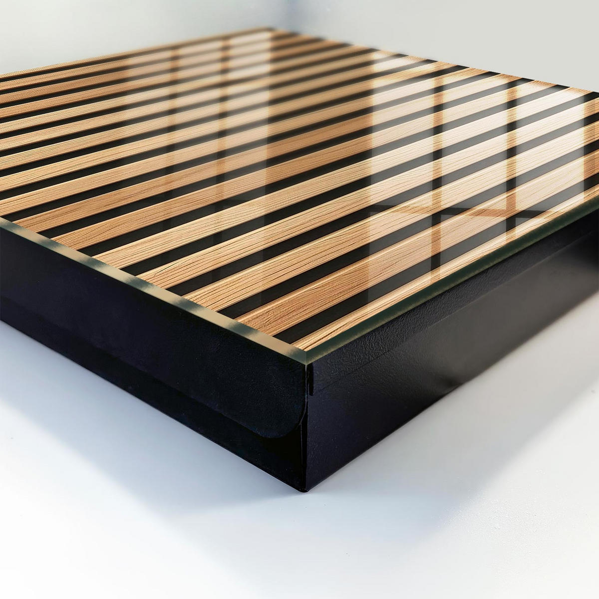 SCHLÜSSELBOX Schwarz 30x30 cm- Türöffnung nach rechts - Vertikale Streifen - Braun, Metall (30/30/5cm) - TULUP