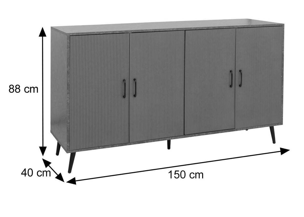 SIDEBOARD Grau - Grau, Holz (150/88/40cm) - MCW