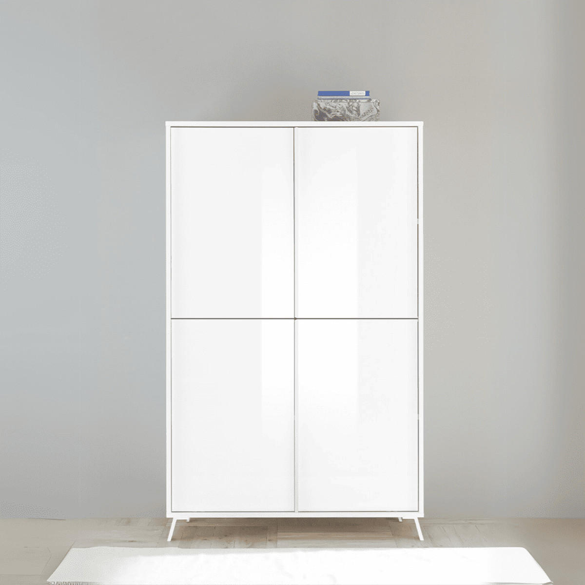 HIGHBOARD mit 4 Türen H174 cm - City - Weiß, Holzwerkstoff (104/174/40cm) - Calicosy