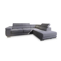 ECKSOFA APIRO R-S Grau Kordstoff mit Schlaffunktion - Grau, Holz (276/202cm) - MASSENO