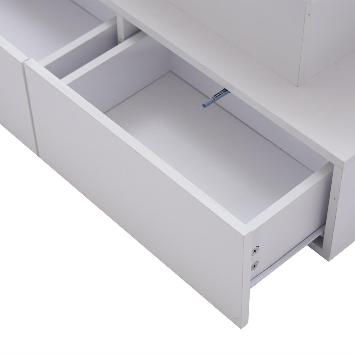 COUCHTISCH in Weiß mit LED-Beleuchtung und Schubladen für Wohnzimmer, B90/T55/H41 cm - Weiß, Holzwerkstoff (55/90/41cm) - STILVORA