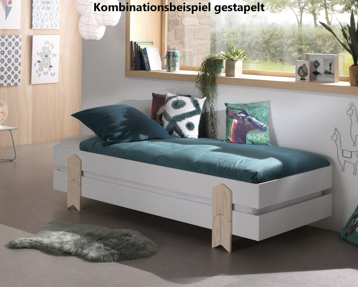 STAPELBETT Karlene 204x28x94 aus MDF in Weiß - Weiß, Holzwerkstoff (90/200cm) - 58aufmkessel