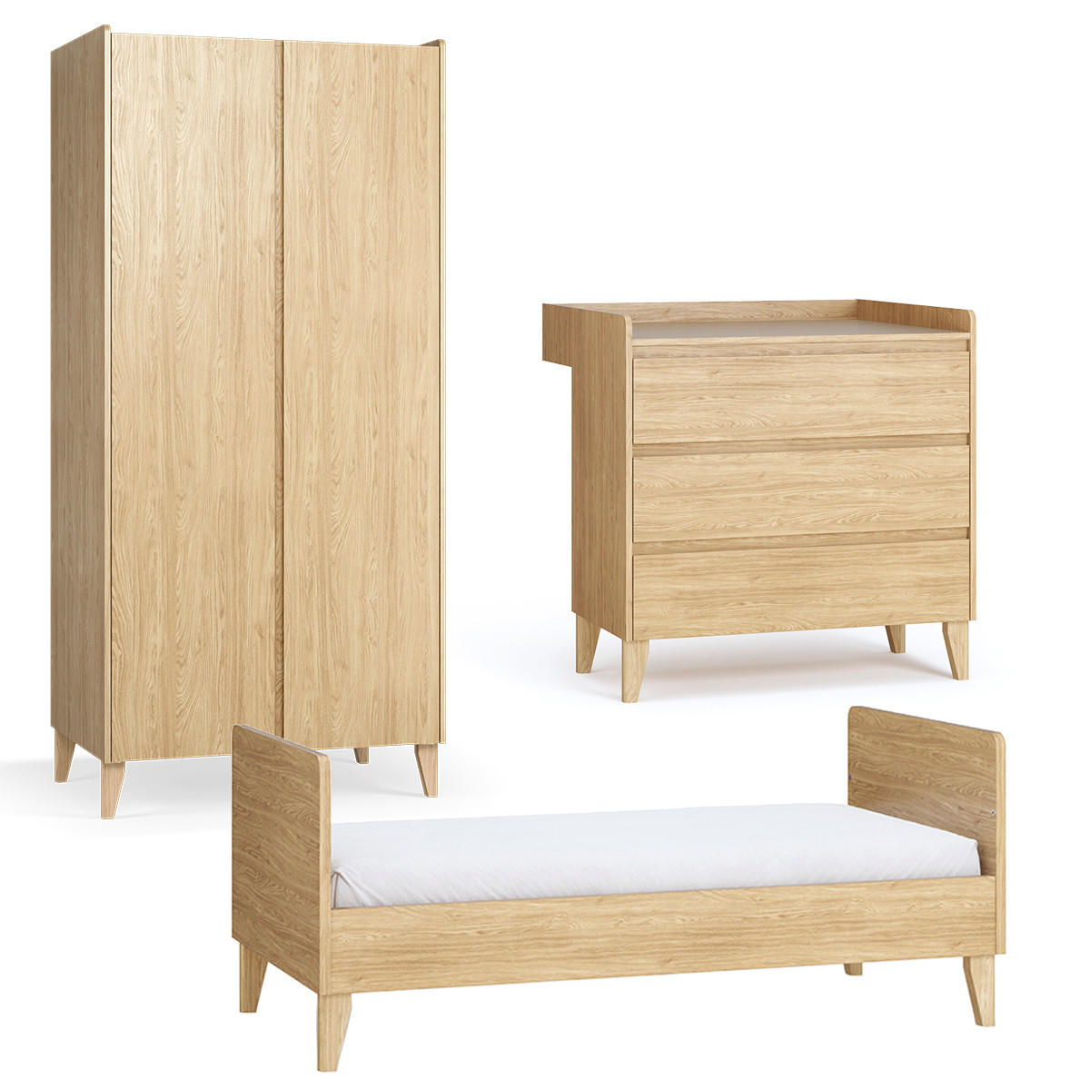 BABYZIMMER 3-teilig Muve Holz - Braun, Holzwerkstoff (143/90/75cm) - Petits-meubles