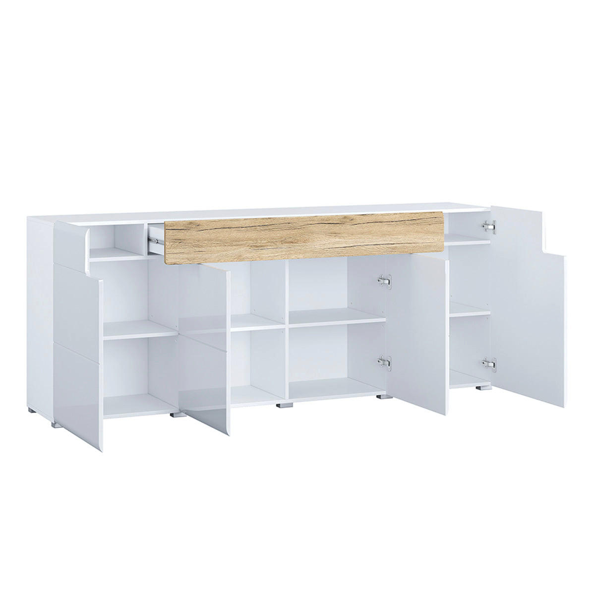 ŠIROKÁ KOMODA Jules Biela a drevo - biela, kompozitné drevo (208/82/39cm) - Petits-meubles