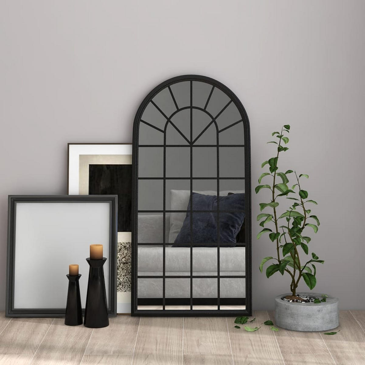 SPIEGEL Schwarz 90x45 cm Eisen für den Innenbereich - Schwarz, Metall (45/90/1cm) - furnicato