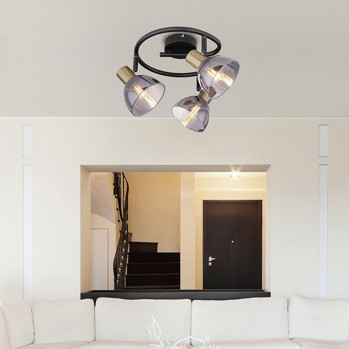 LED DECKENLEUCHTE Metall Schwarz matt mit Glas - Schwarz, Glas (25/25/17.5cm) - Globo Lighting