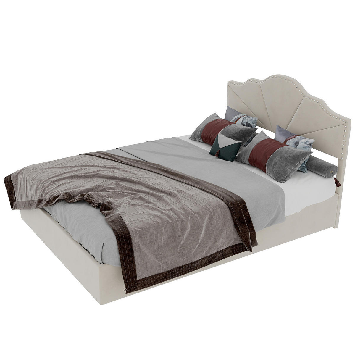 POLSTERBETT 140x200 cm Samt Stauraum hydraulisch beige - Beige, Textil (140/200cm) - Fortuna Lai