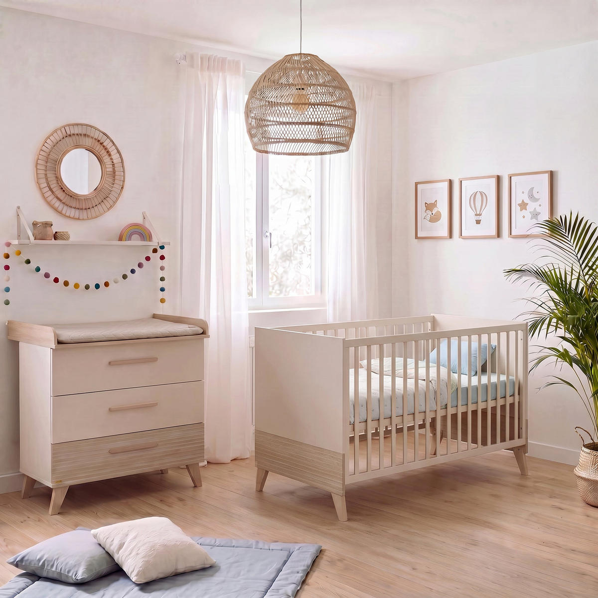 BABYMÖBEL-SET Sidney 2-teilig - Kaschmir/Eichefarben, Holz/Holzwerkstoff (143/98.5/76cm) - Roba