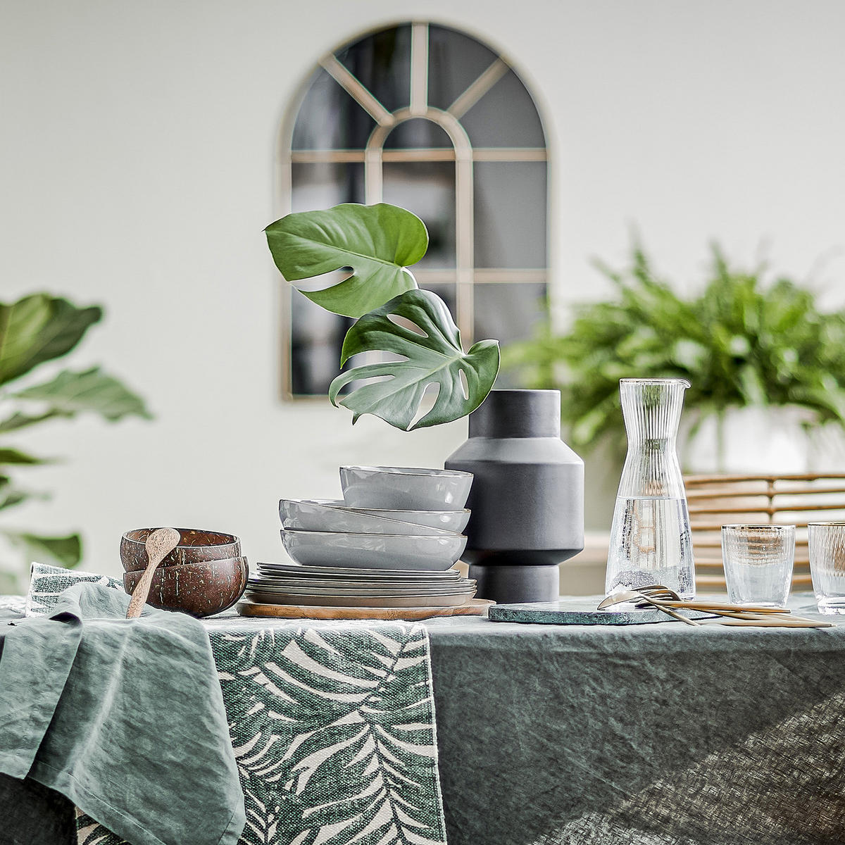 GESCHIRR-SET (12-teilig) Native - Grau, Keramik (31/36/37cm) - Butlers