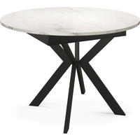 JEDÁLENSKÝ STÔL Lily Okrúhly Rozkladací s Čiernami Kovovými Nohami, Mramor Biela 100-138/100/76 cm - čierna/biela, kov/kompozitné drevo (100/140/76cm) - WFL GROUP
