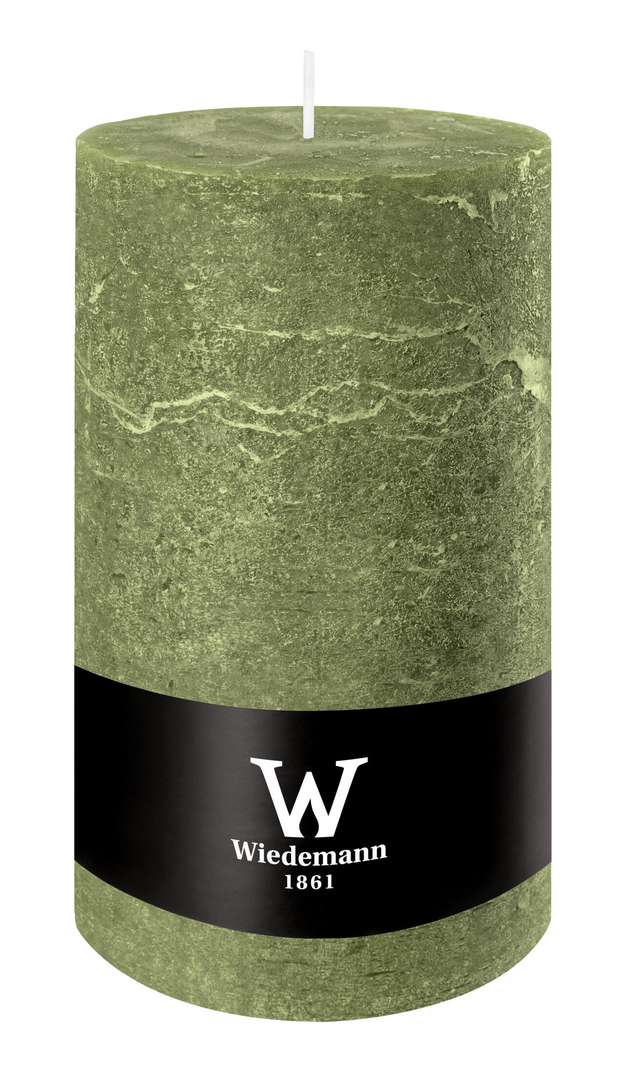STUMPENKERZE Rustik Marble Style Olive 190 x Ø 100 mm, 1 Stück - Olivgrün, Paraffin (10/19cm) - Wiedemann Kerzen