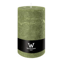 STUMPENKERZE Rustik Marble Style Olive 190 x Ø 100 mm, 1 Stück - Olivgrün, Paraffin (10/19cm) - Wiedemann Kerzen