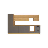 KÜCHENZEILE 360 cm - Nexa KÜ-LN-002 - in Grau & Woodline / Matt - Schwarz/Eiche Artisan, Holz/Metall (360/212/58cm) - ROYAL24_MARKT