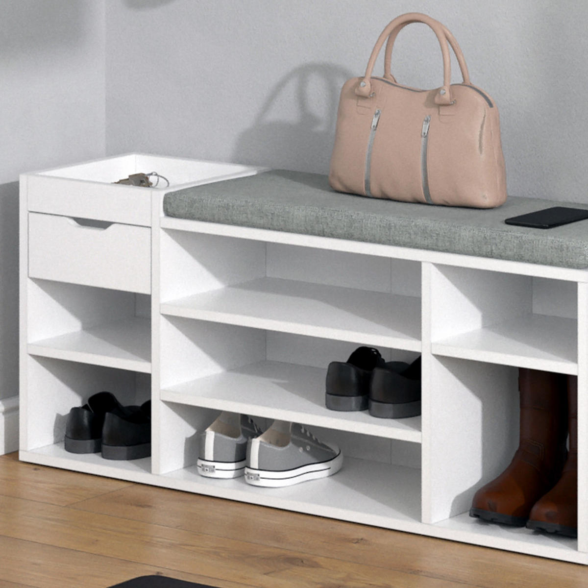 SCHUHBANK Eleon Weiß 101.1 x 45 cm - Weiß, Holzwerkstoff (101.1/45/29.5cm) - Vicco