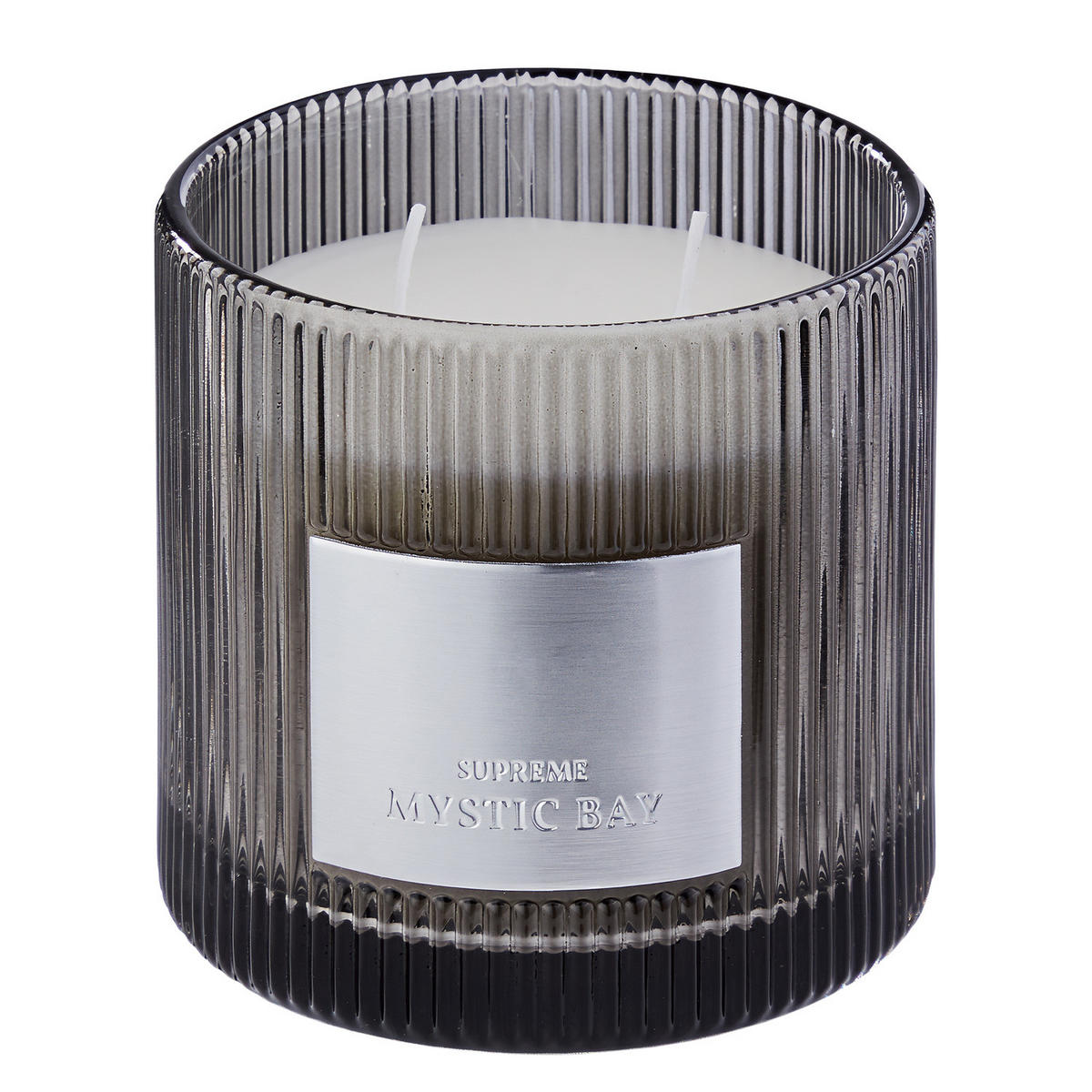 DUFTKERZE Supreme Mystic Bay - Dunkelgrau, Glas/Naturmaterialen (10cm) - Butlers
